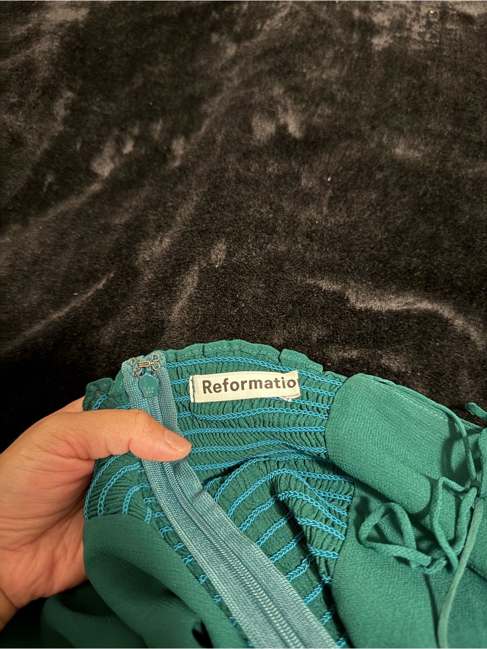 Reformation Emerald Green Spaghetti Strap Midi Dress with High Slit - Picture 4 of 8